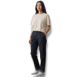 AG Jeans The Wells Pleated Wide Leg Denim Jeans Dark Wash Size 32